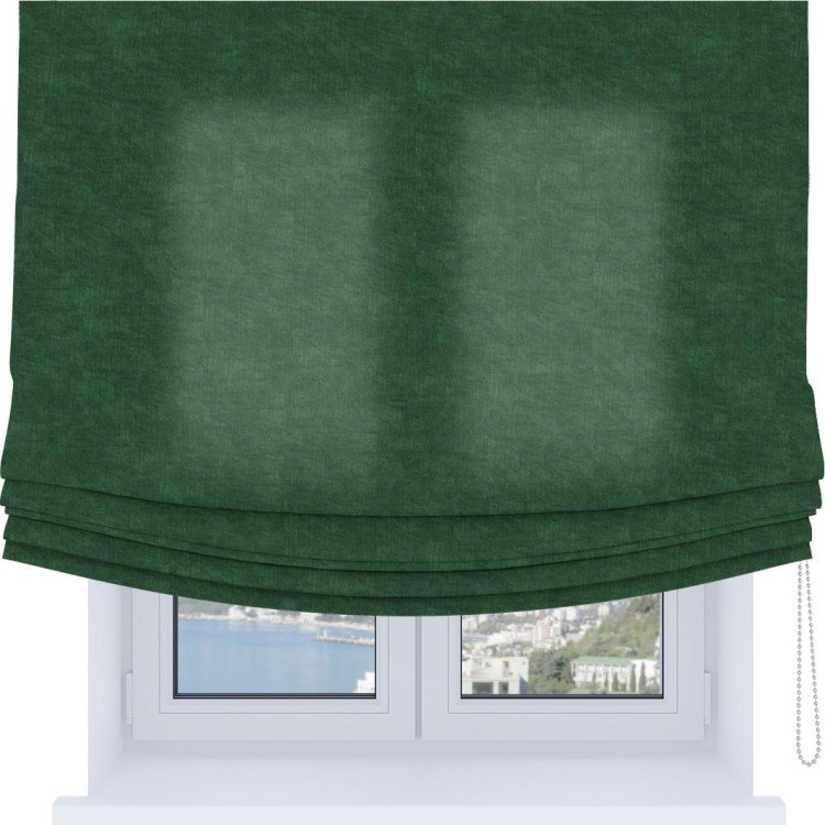 Римская штора «Кортин», канвас тёмно-зелёный, Soft с мягкими складками